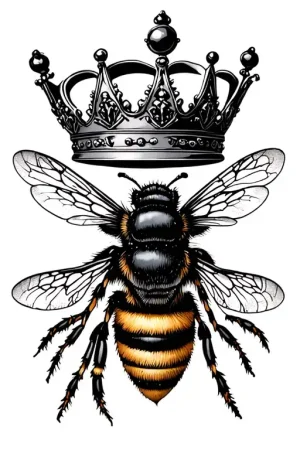 Crown and bee tattoo